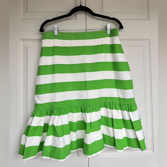 Kate Spade Señorita striped skirt cream green sprout stylish size 10 - Picture 3 of 16
